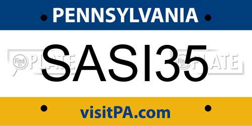 SASI35 Pennsylvania License Plate
