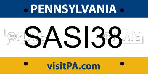 SASI38 Pennsylvania License Plate