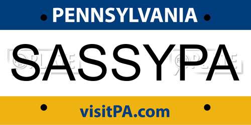 SASSYPA Pennsylvania License Plate