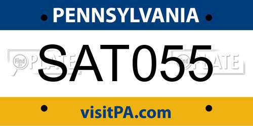 SAT055 Pennsylvania License Plate