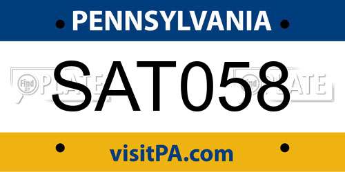 SAT058 Pennsylvania License Plate