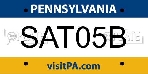 SAT05B Pennsylvania License Plate