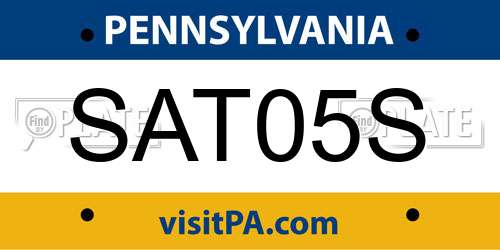 SAT05S Pennsylvania License Plate
