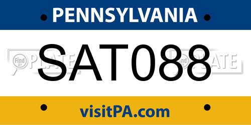 SAT088 Pennsylvania License Plate