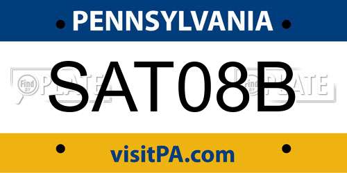 SAT08B Pennsylvania License Plate