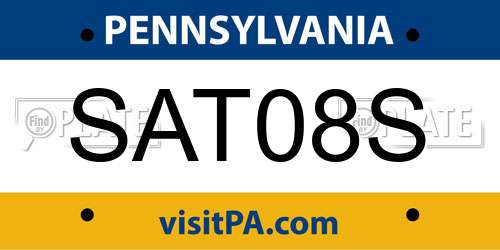 SAT08S Pennsylvania License Plate