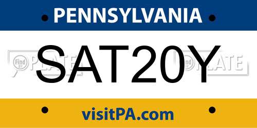 SAT20Y Pennsylvania License Plate