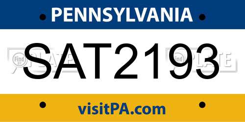 SAT2193 Pennsylvania License Plate