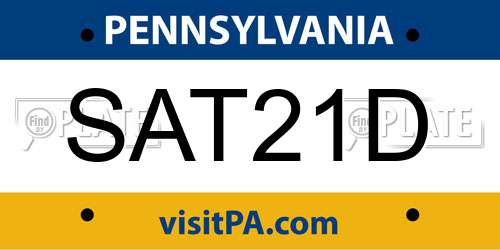 SAT21D Pennsylvania License Plate
