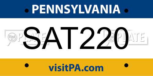 SAT220 Pennsylvania License Plate