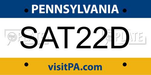SAT22D Pennsylvania License Plate