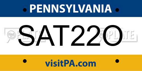 SAT22O Pennsylvania License Plate