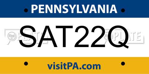 SAT22Q Pennsylvania License Plate