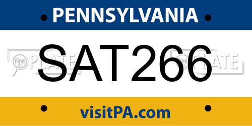 SAT266 Pennsylvania License Plate