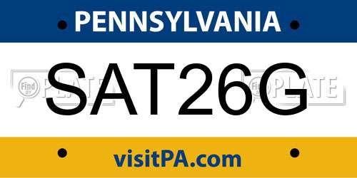 SAT26G Pennsylvania License Plate