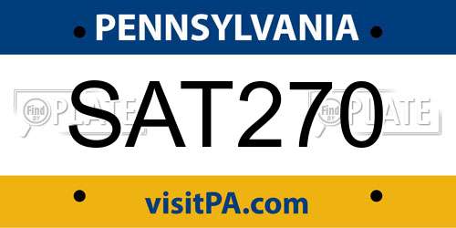 SAT270 Pennsylvania License Plate