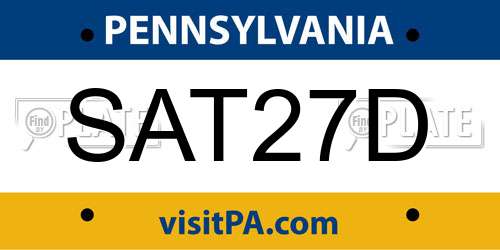 SAT27D Pennsylvania License Plate
