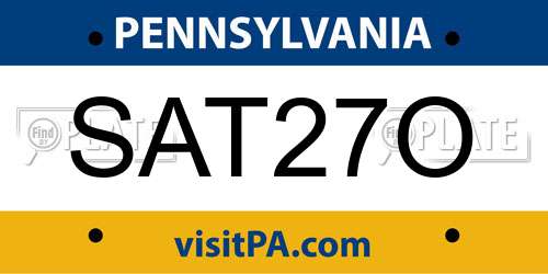 SAT27O Pennsylvania License Plate