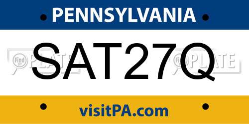 SAT27Q Pennsylvania License Plate