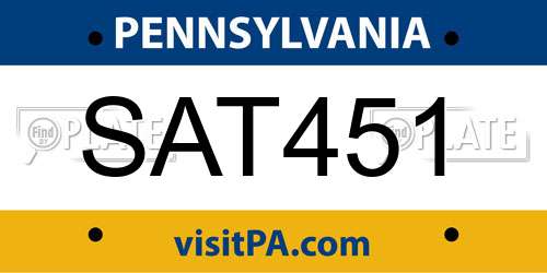 SAT451 Pennsylvania License Plate