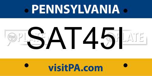 SAT45I Pennsylvania License Plate