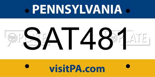 SAT481 Pennsylvania License Plate