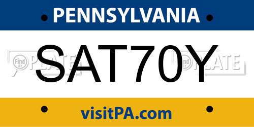 SAT70Y Pennsylvania License Plate