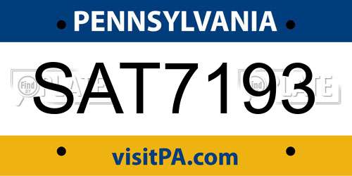 SAT7193 Pennsylvania License Plate