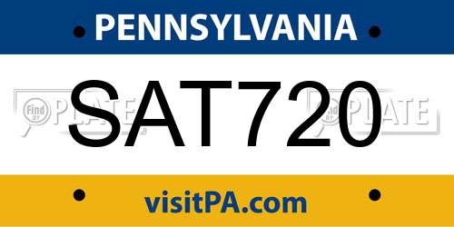 SAT720 Pennsylvania License Plate