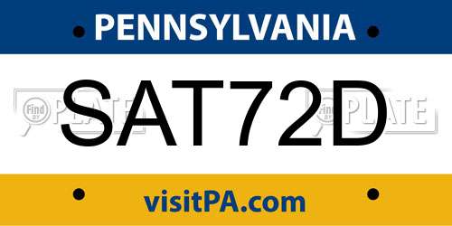 SAT72D Pennsylvania License Plate