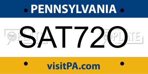 SAT72O Pennsylvania License Plate