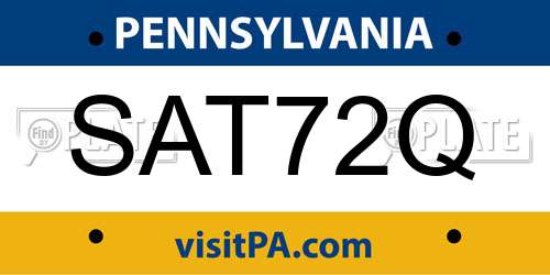 SAT72Q Pennsylvania License Plate