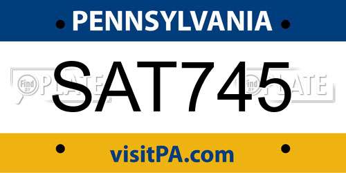 SAT745 Pennsylvania License Plate