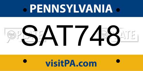 SAT748 Pennsylvania License Plate