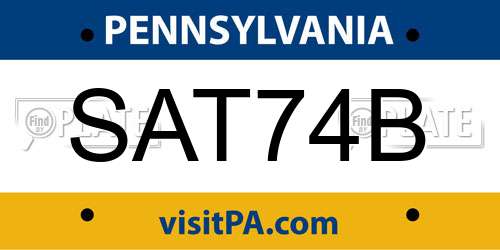 SAT74B Pennsylvania License Plate