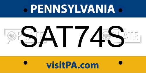 SAT74S Pennsylvania License Plate
