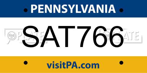 SAT766 Pennsylvania License Plate