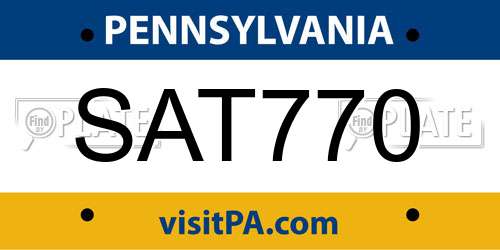 SAT770 Pennsylvania License Plate