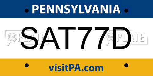 SAT77D Pennsylvania License Plate