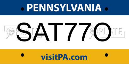 SAT77O Pennsylvania License Plate
