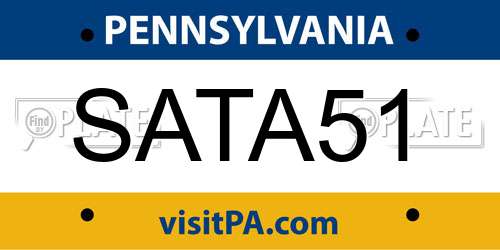 SATA51 Pennsylvania License Plate