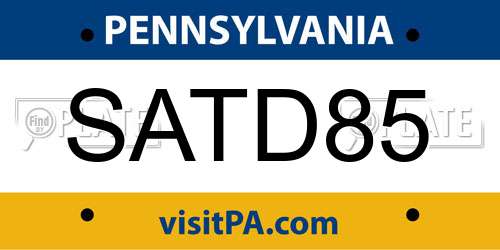 SATD85 Pennsylvania License Plate