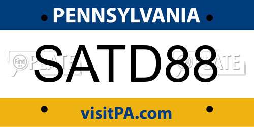 SATD88 Pennsylvania License Plate