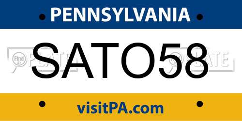 SATO58 Pennsylvania License Plate