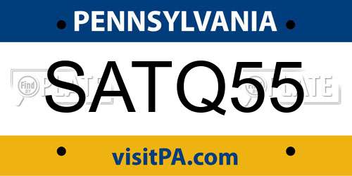 SATQ55 Pennsylvania License Plate