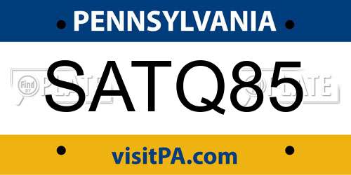 SATQ85 Pennsylvania License Plate