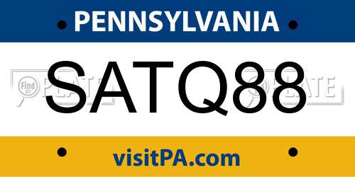SATQ88 Pennsylvania License Plate
