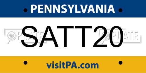 SATT20 Pennsylvania License Plate