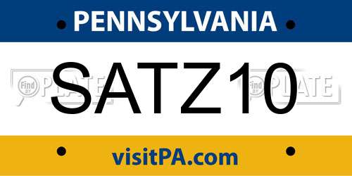 SATZ10 Pennsylvania License Plate