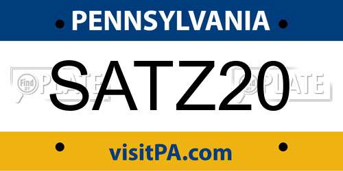 SATZ20 Pennsylvania License Plate